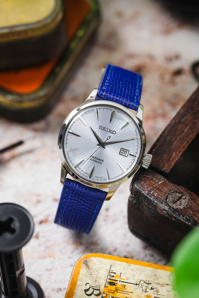 RIOS1931 FRENCH Leather Watch Strap in ROYAL BLUE