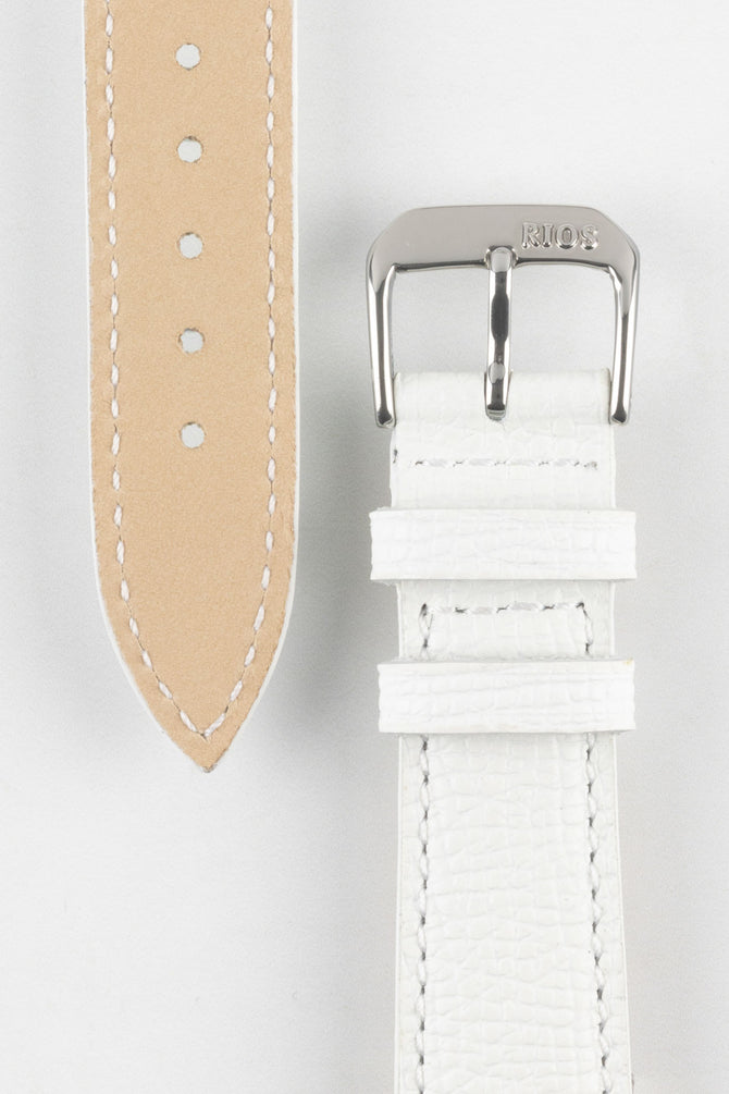 RIOS1931 FRENCH Leather Watch Strap in WHITE