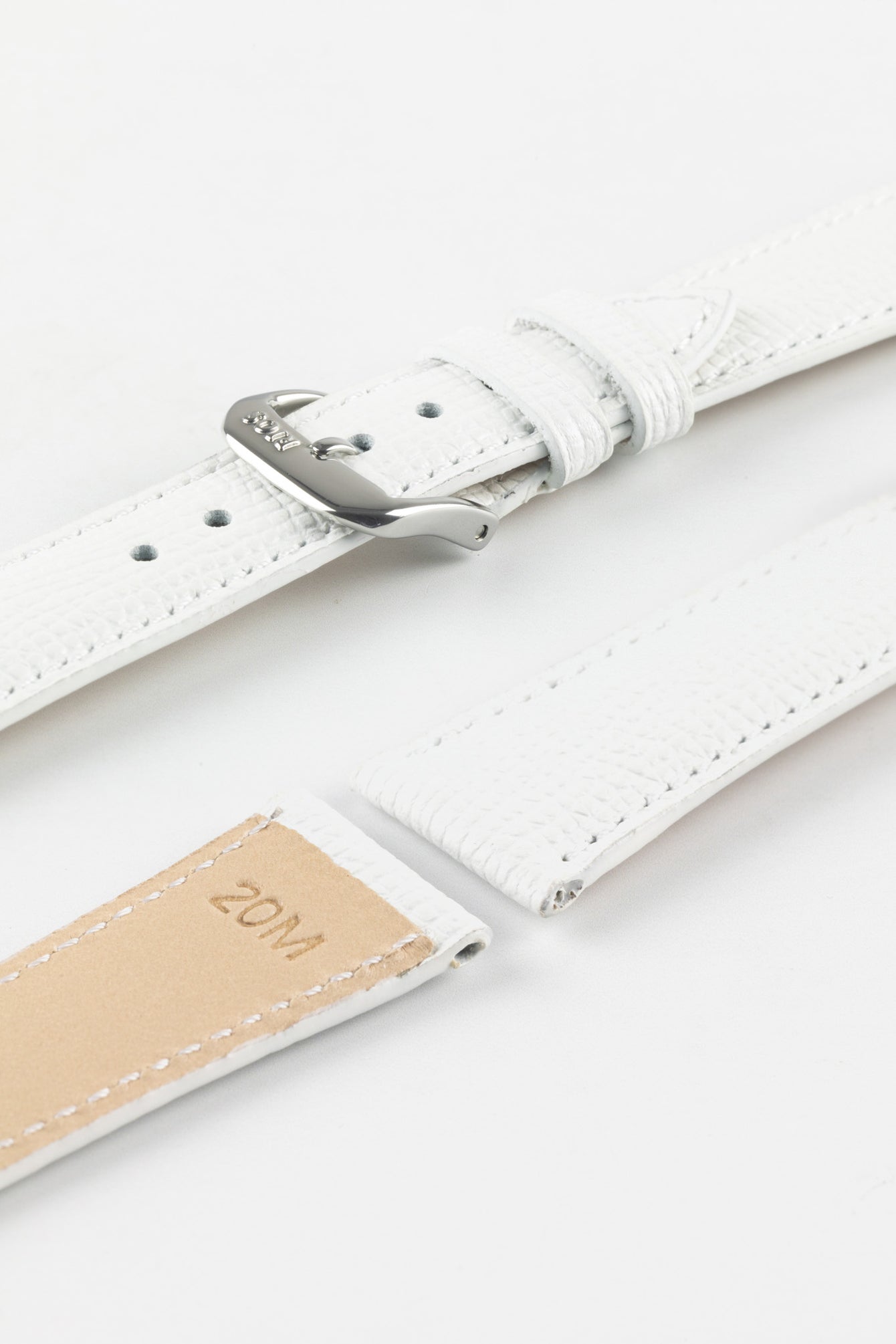 RIOS1931 FRENCH Leather Watch Strap in WHITE