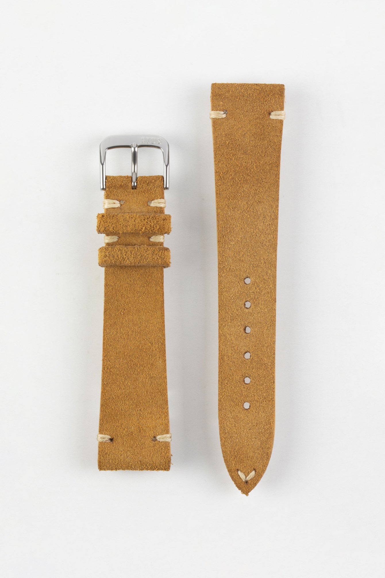 RIOS1931 HUDSON Genuine Suede Leather Watch Strap in COGNAC