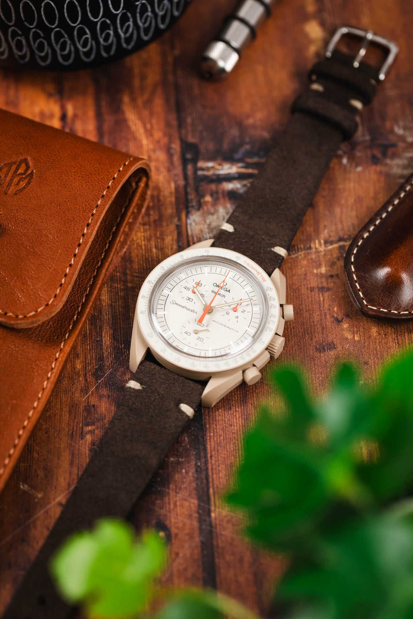 RIOS1931 HUDSON Genuine Suede Leather Watch Strap in MOCHA