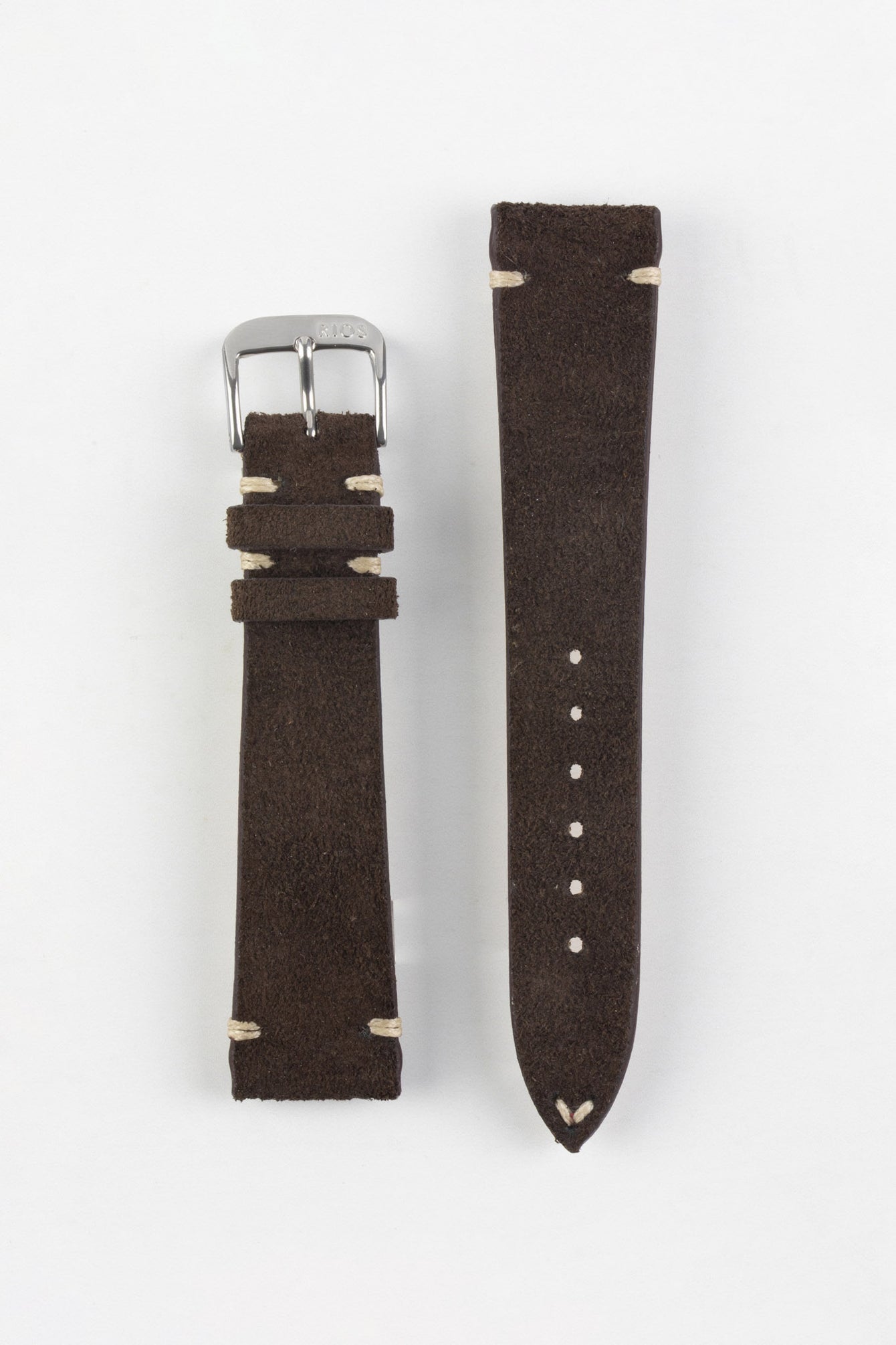 RIOS1931 HUDSON Genuine Suede Leather Watch Strap in MOCHA