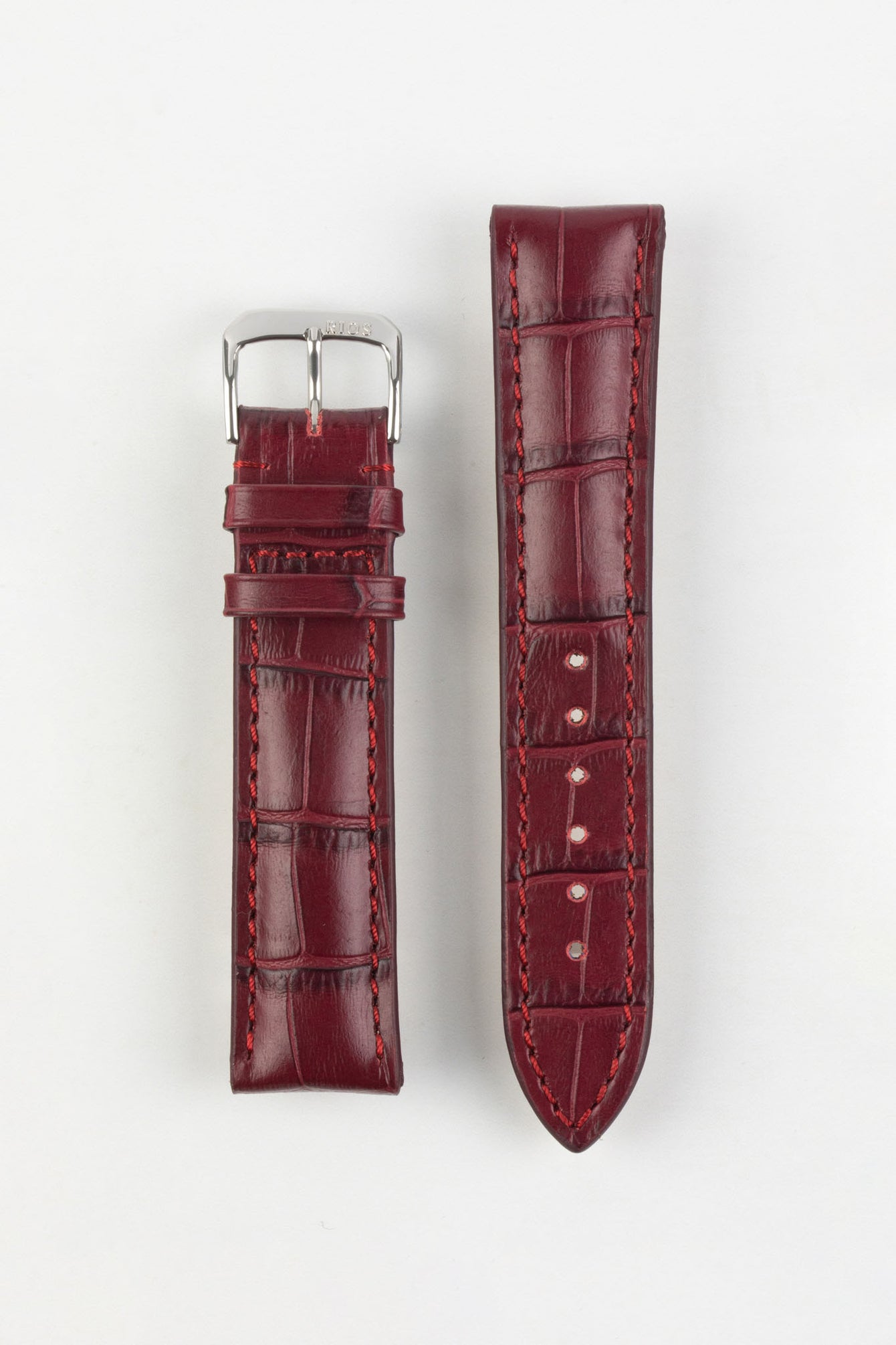 RIOS1931 LOUISIANA Alligator-Embossed Leather Watch Strap in BURGUNDY