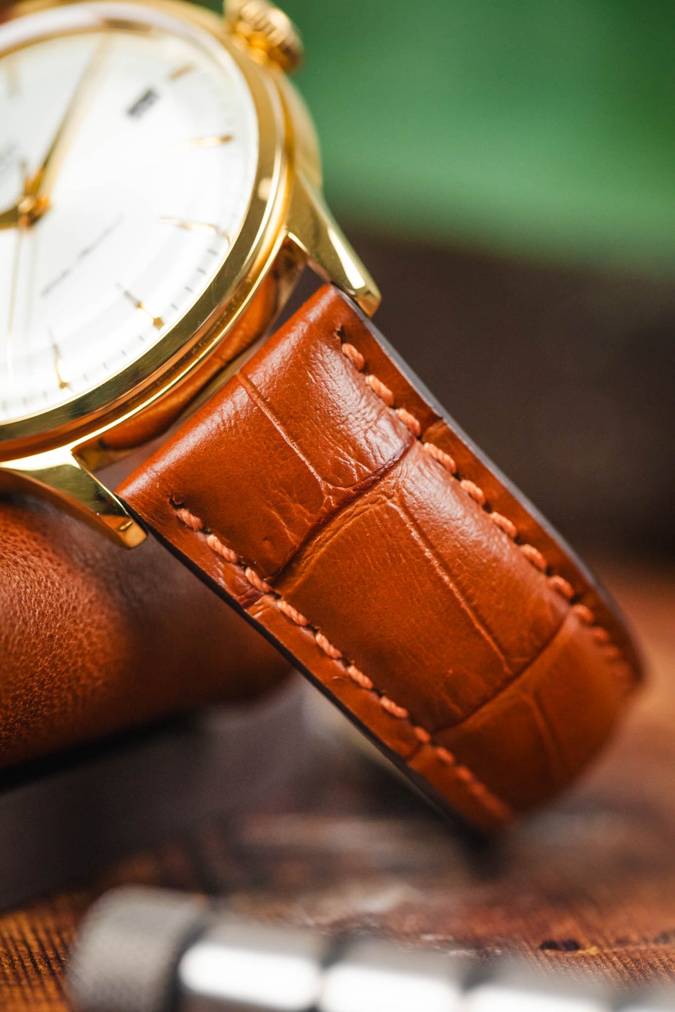 RIOS1931 LOUISIANA Alligator-Embossed Leather Watch Strap in COGNAC