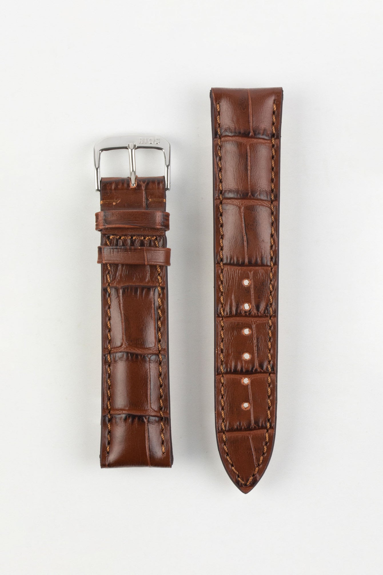 RIOS1931 LOUISIANA Alligator-Embossed Leather Watch Strap in MAHOGANY