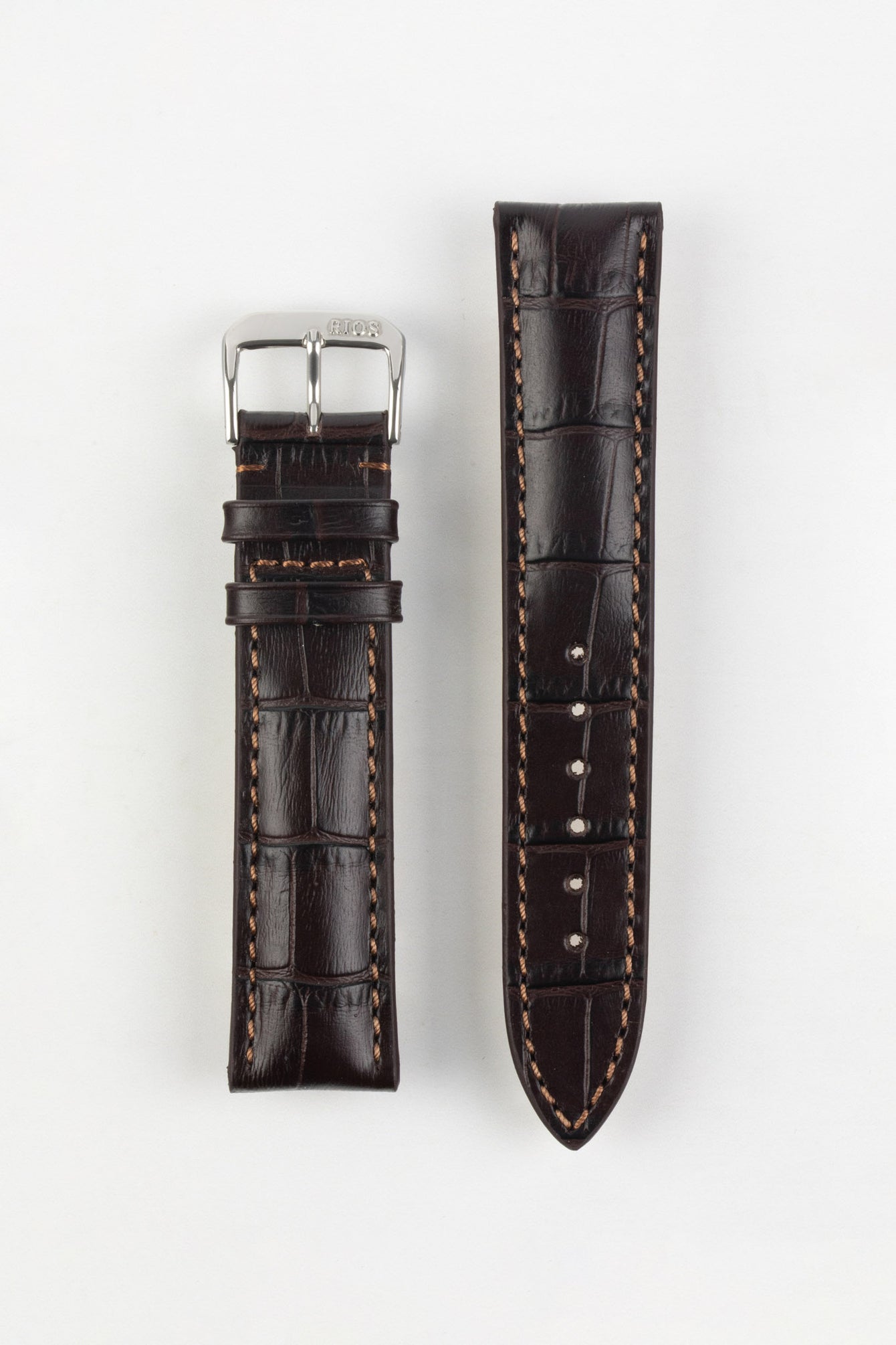 RIOS1931 LOUISIANA Alligator-Embossed Leather Watch Strap in MOCHA