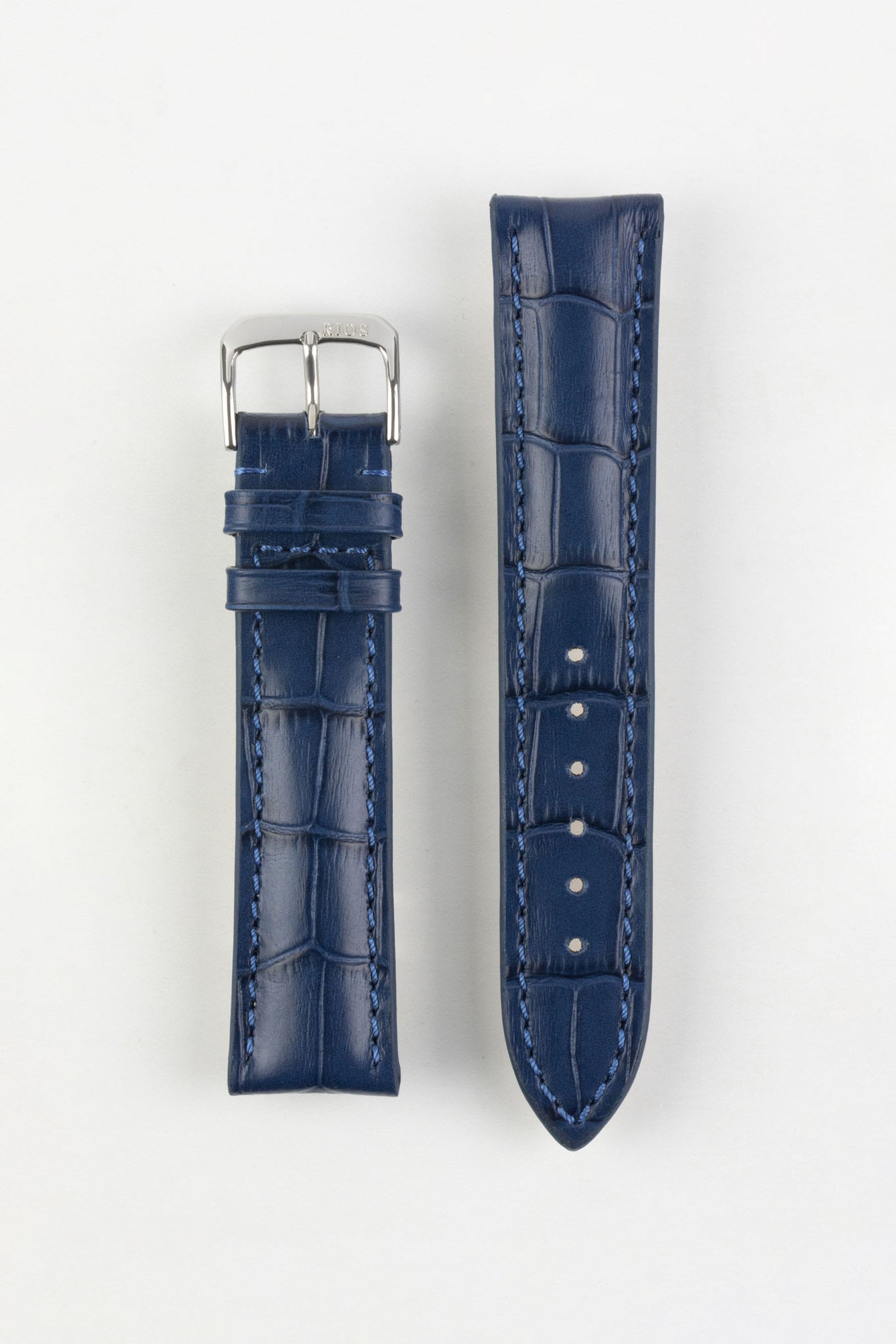 RIOS1931 LOUISIANA Alligator-Embossed Leather Watch Strap in NAVY BLUE