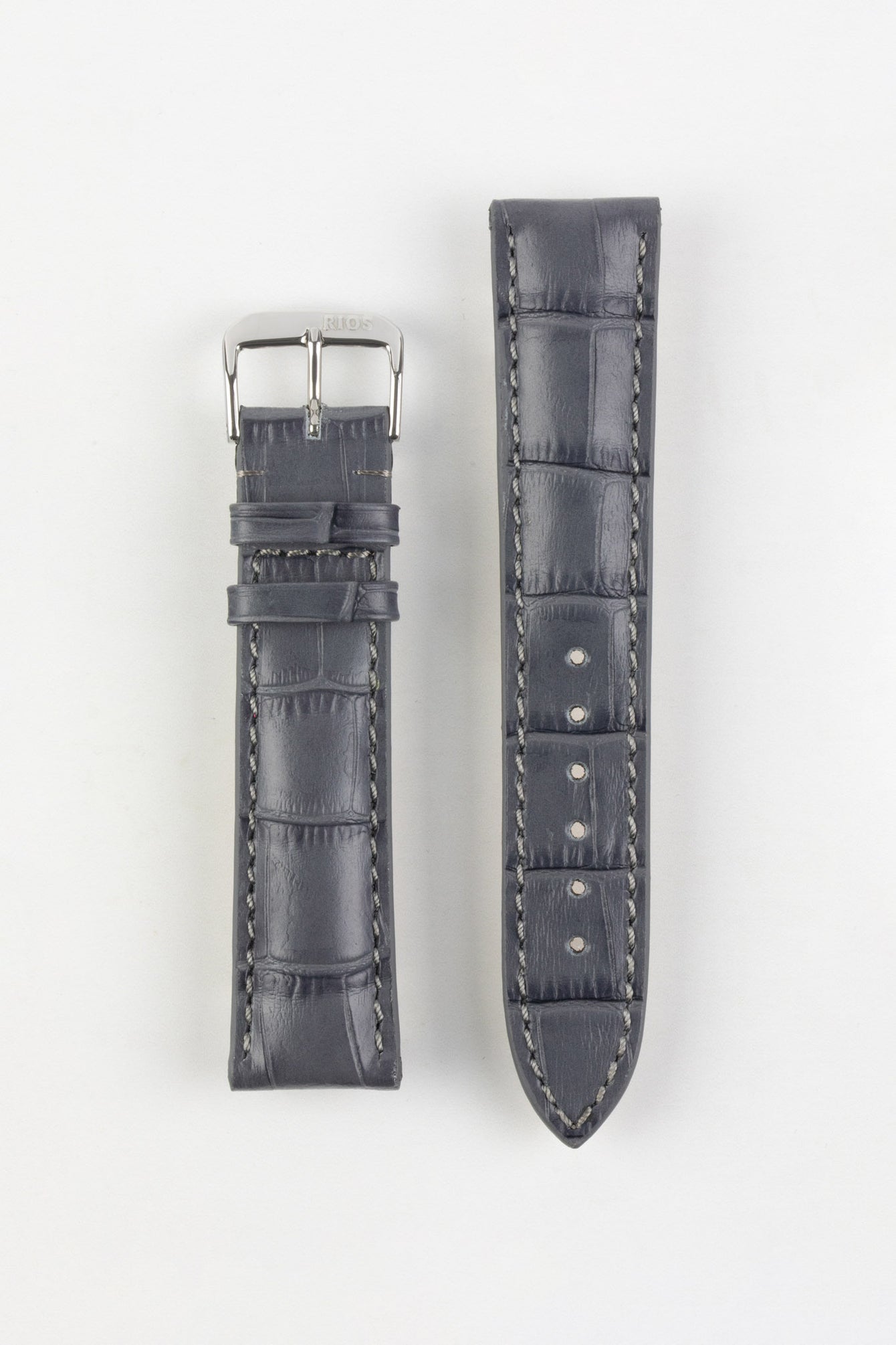 RIOS1931 LOUISIANA Alligator-Embossed Leather Watch Strap in STONE GREY