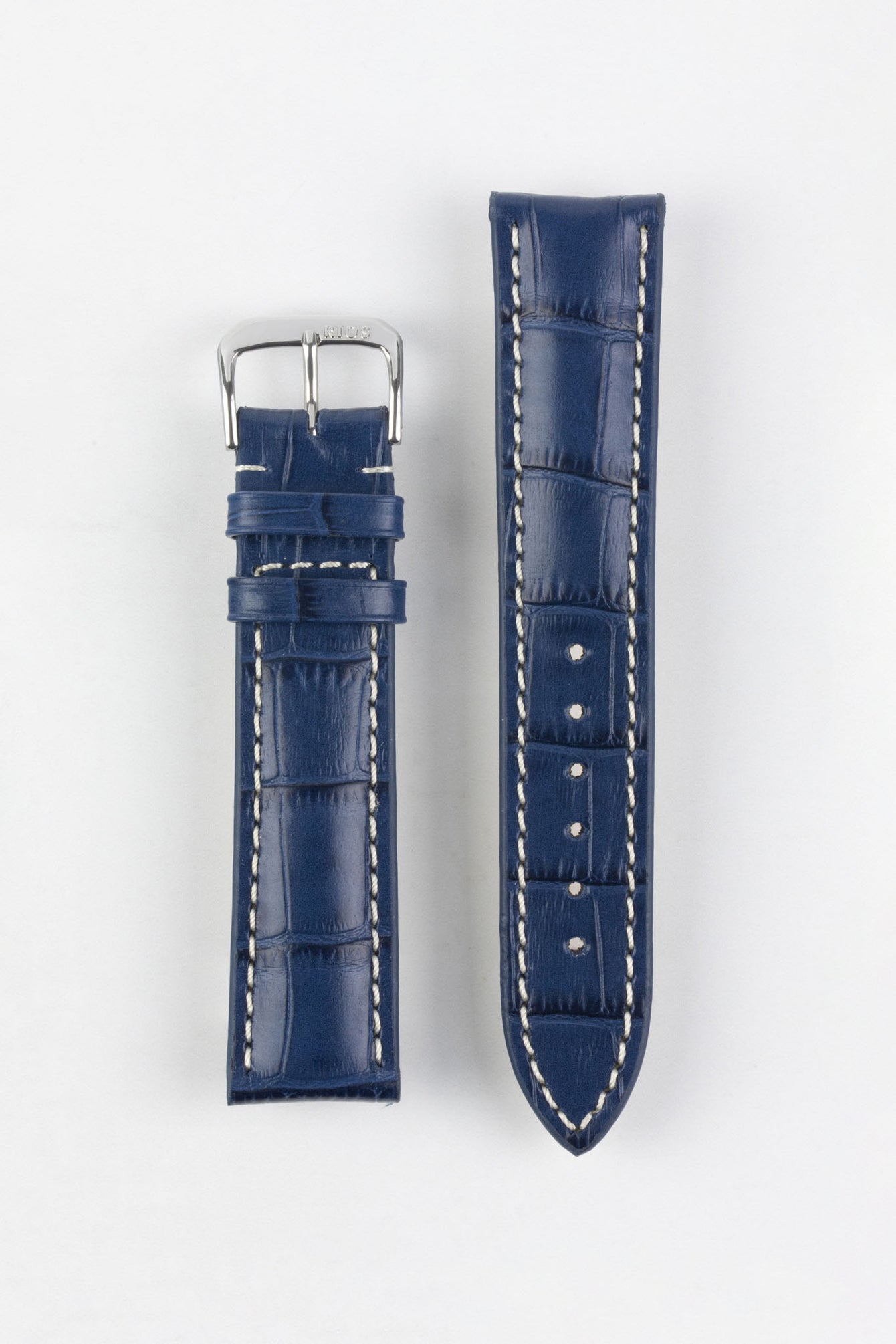 RIOS1931 NEW ORLEANS Alligator-Embossed Leather Watch Strap in NAVY BLUE