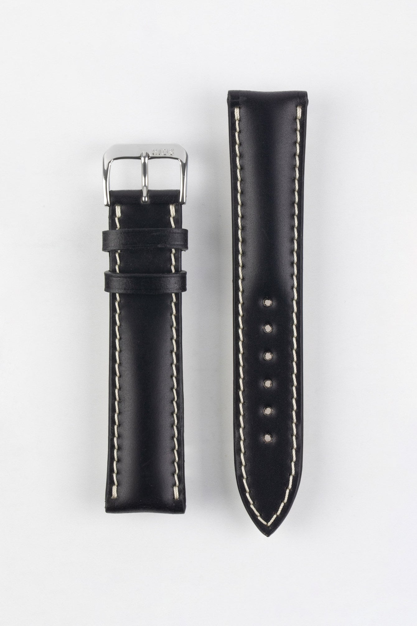 RIOS1931 NEW YORK Shell Cordovan Leather Watch Strap in BLACK