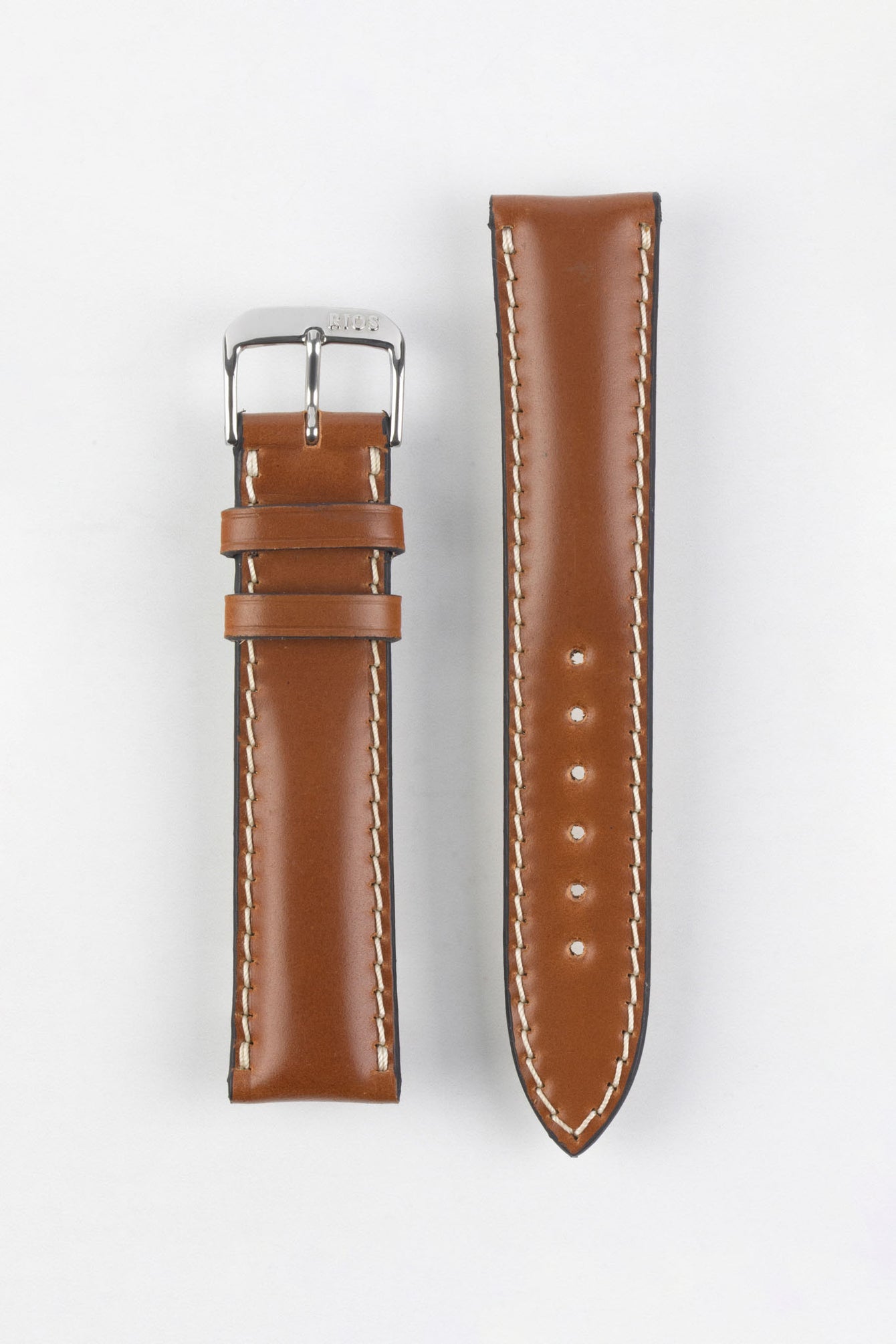 RIOS1931 NEW YORK Shell Cordovan Leather Watch Strap in COGNAC