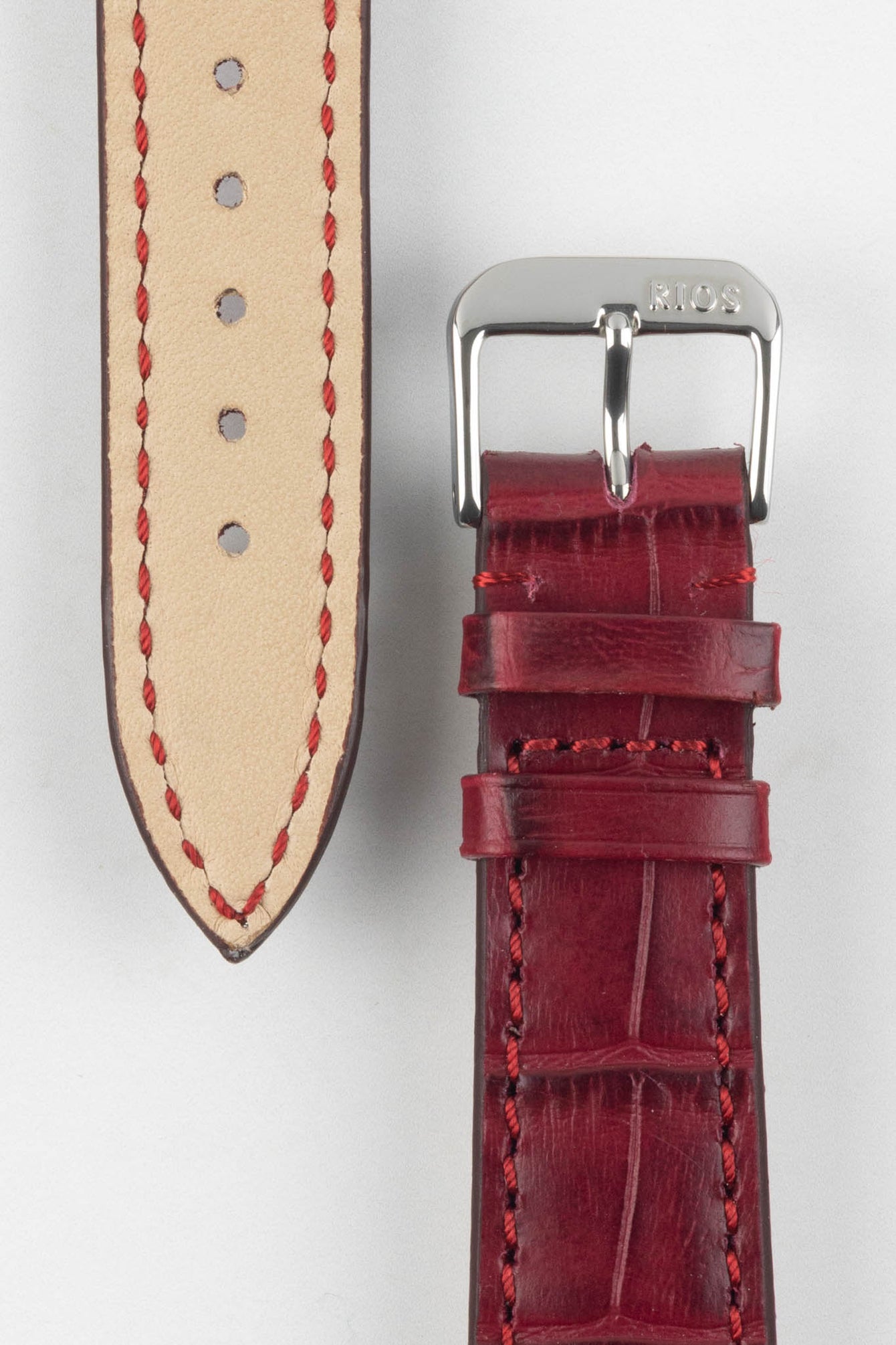 RIOS1931 ORLANDO Alligator-Embossed Leather Watch Strap in BURGUNDY