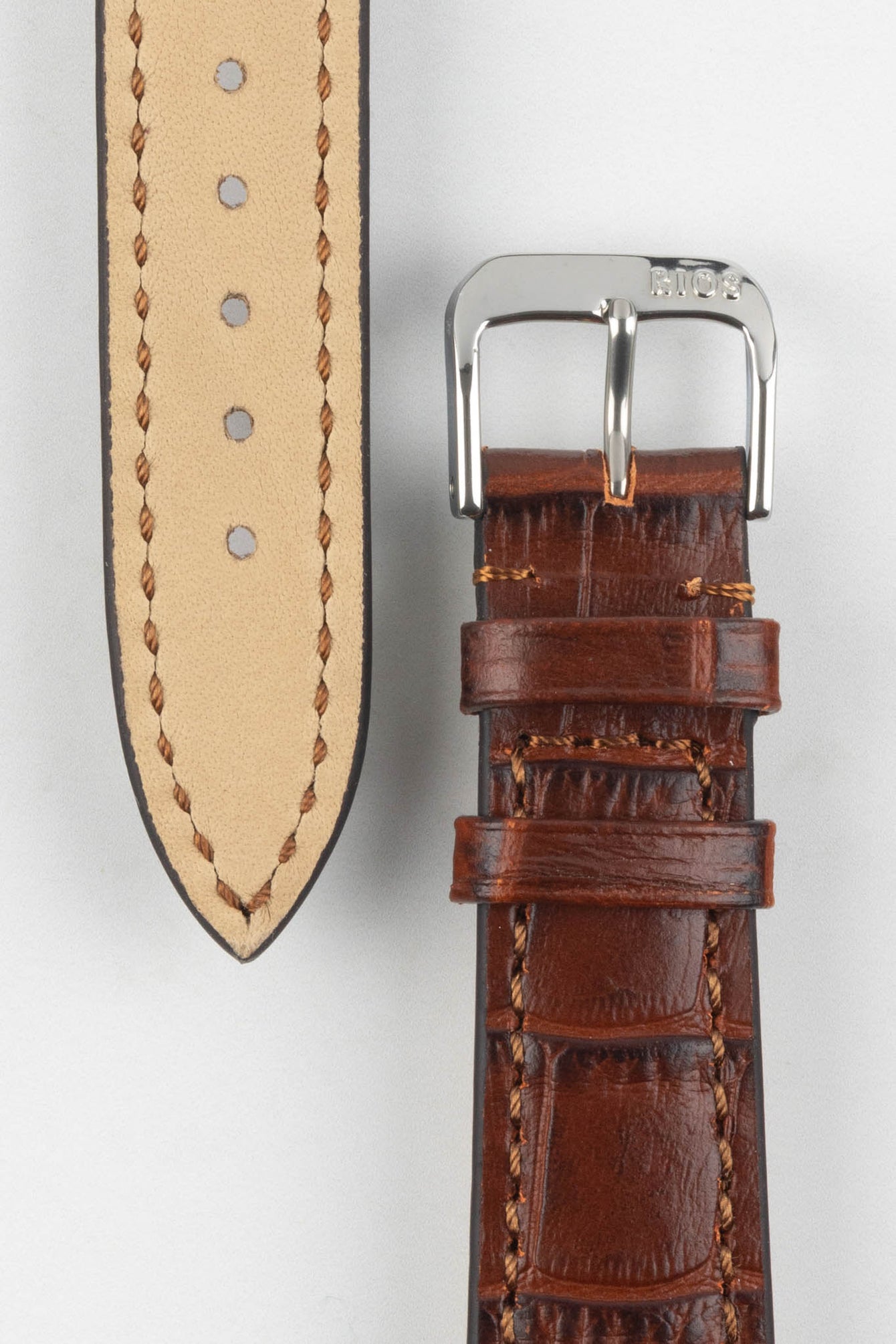 RIOS1931 ORLANDO Alligator-Embossed Leather Watch Strap in MAHOGANY