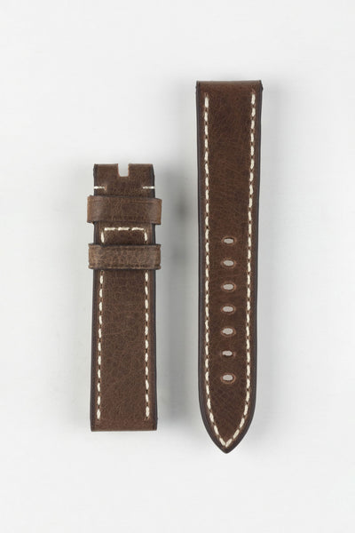 RIOS1931 OXFORD Flat-Padded Vintage Leather Watch Strap in MOCHA