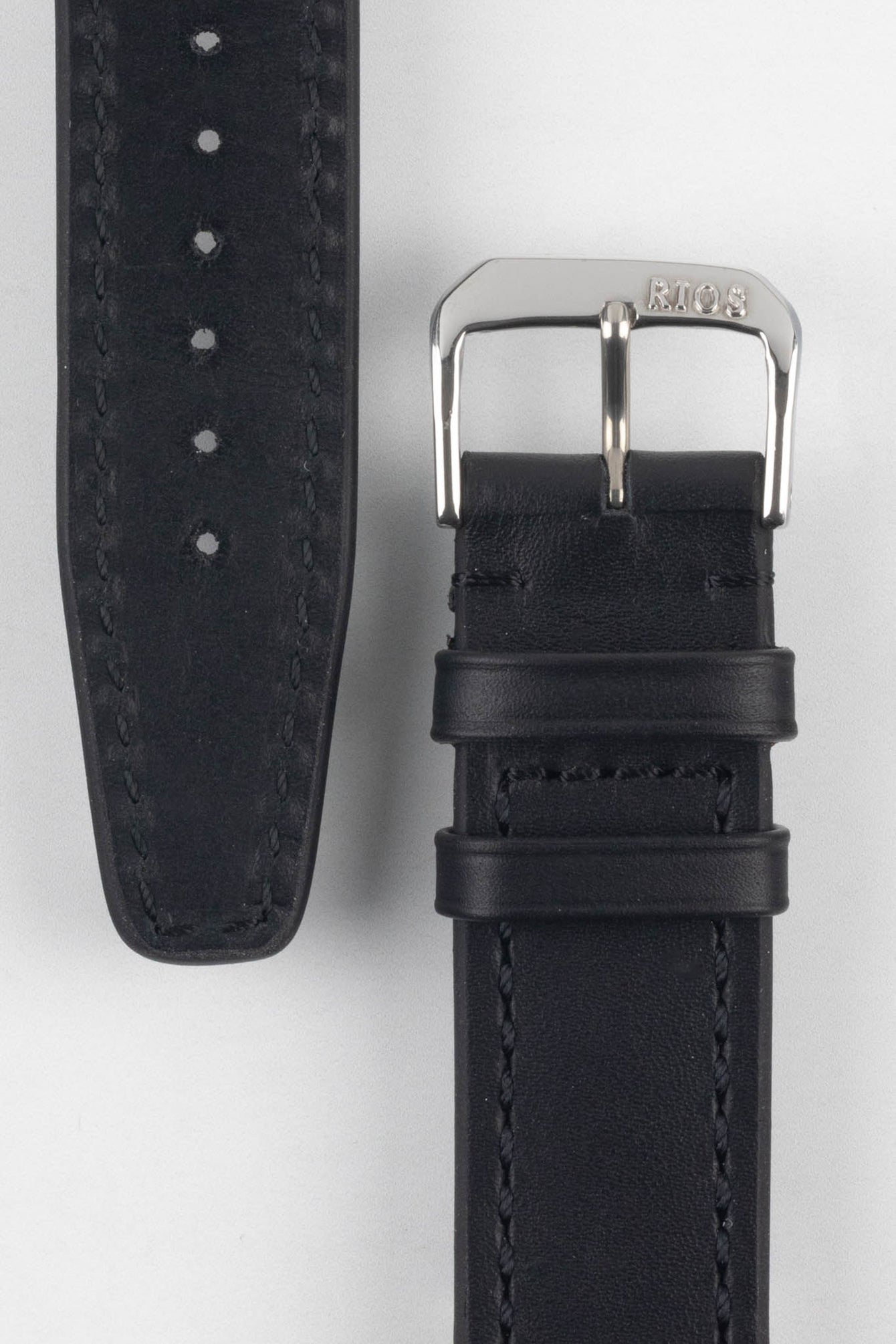 RIOS1931 SCIROCCO Genuine Calfskin Leather Watch Strap in Black