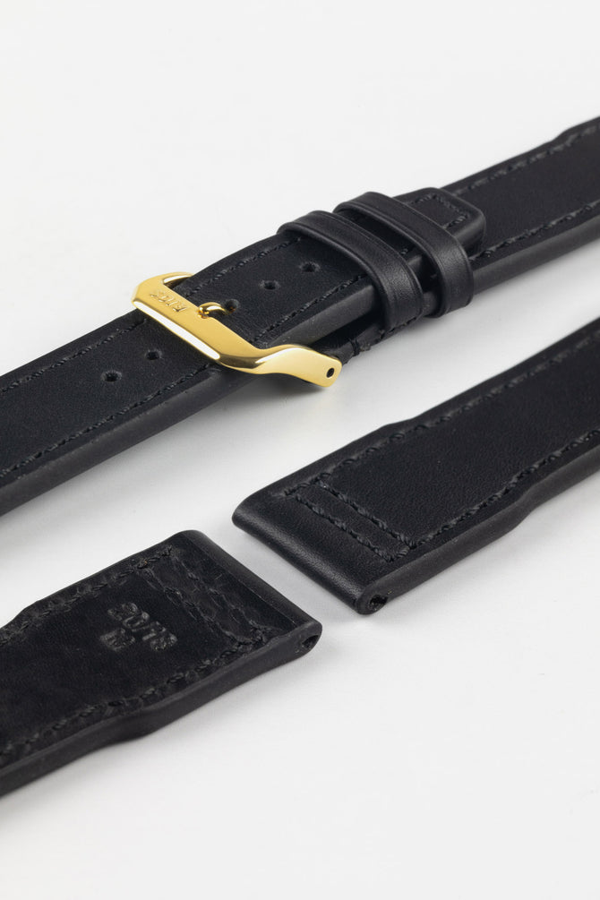 RIOS1931 SCIROCCO Genuine Calfskin Leather Watch Strap in Black