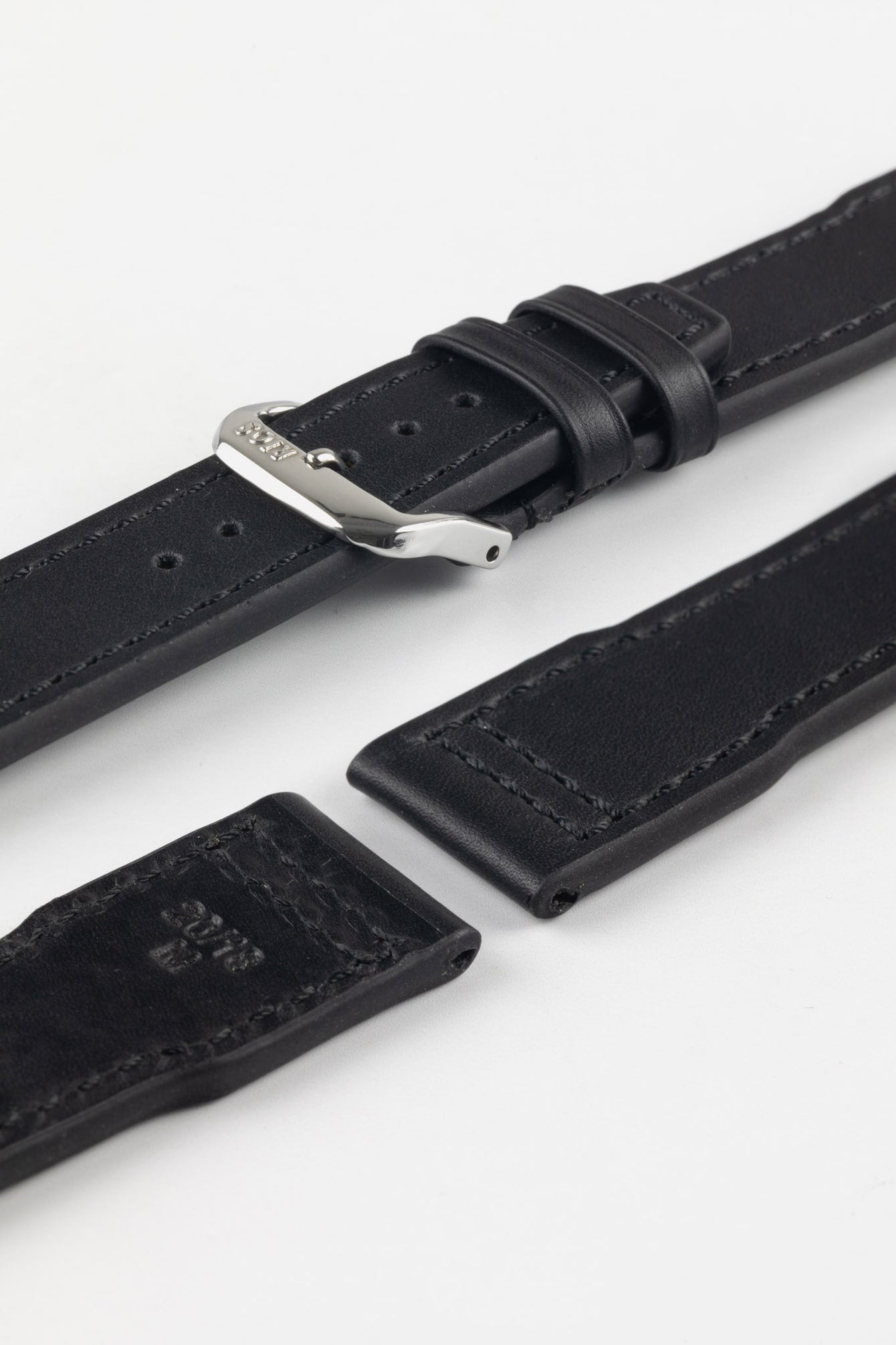 RIOS1931 SCIROCCO Genuine Calfskin Leather Watch Strap in Black