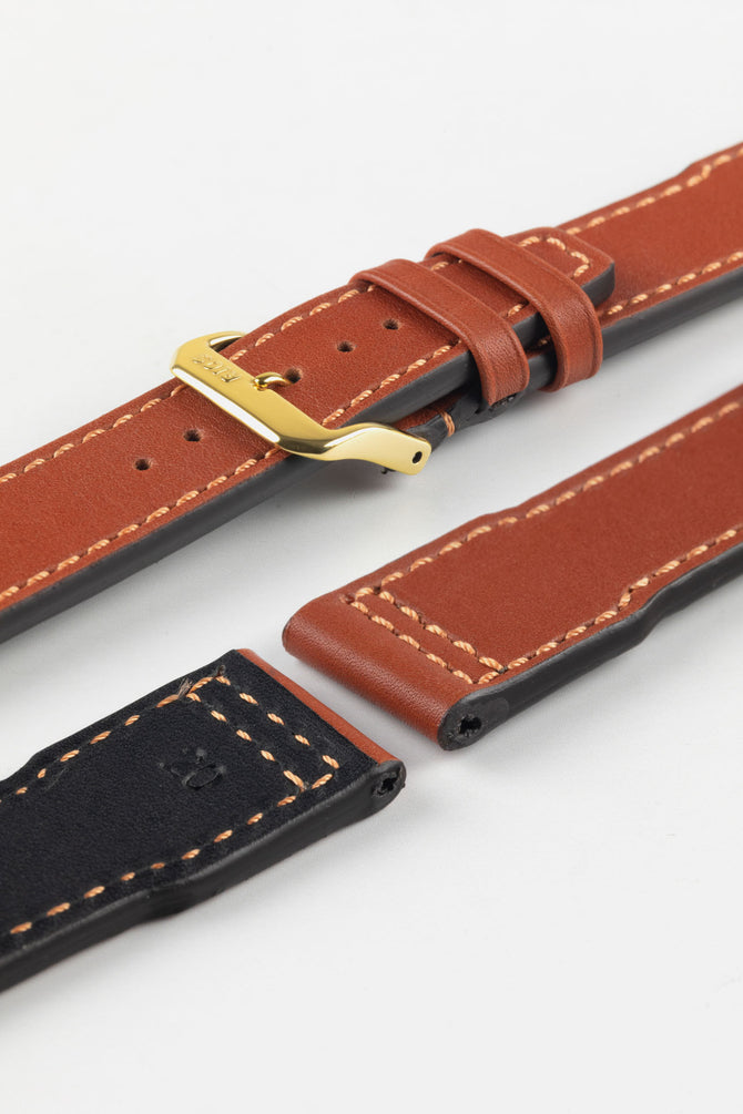 RIOS1931 SCIROCCO Genuine Calfskin Leather Watch Strap in Cognac