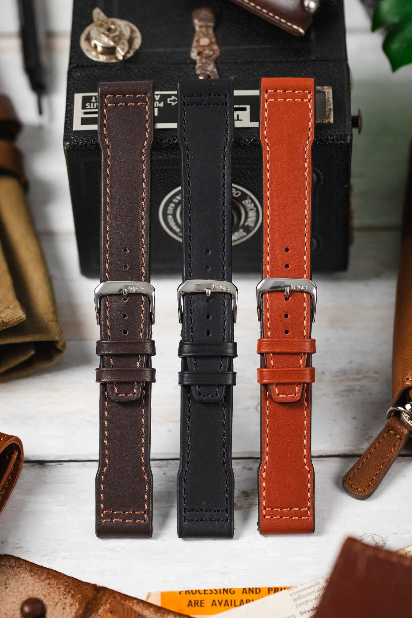 RIOS1931 SCIROCCO Genuine Calfskin Leather Watch Strap in Mocha