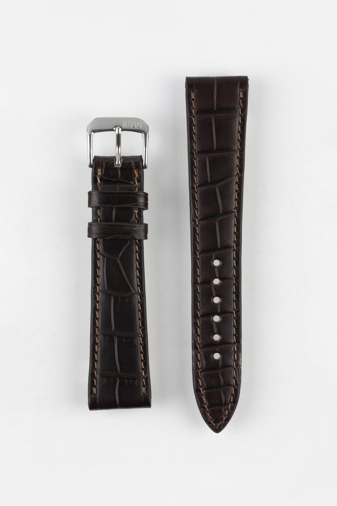 RIOS1931 SENATOR Genuine Alligator Square-Padded Watch Strap in MOCHA ...