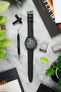 RIOS1931 TOBACCO Genuine Pigskin Leather Watch Strap in BLACK