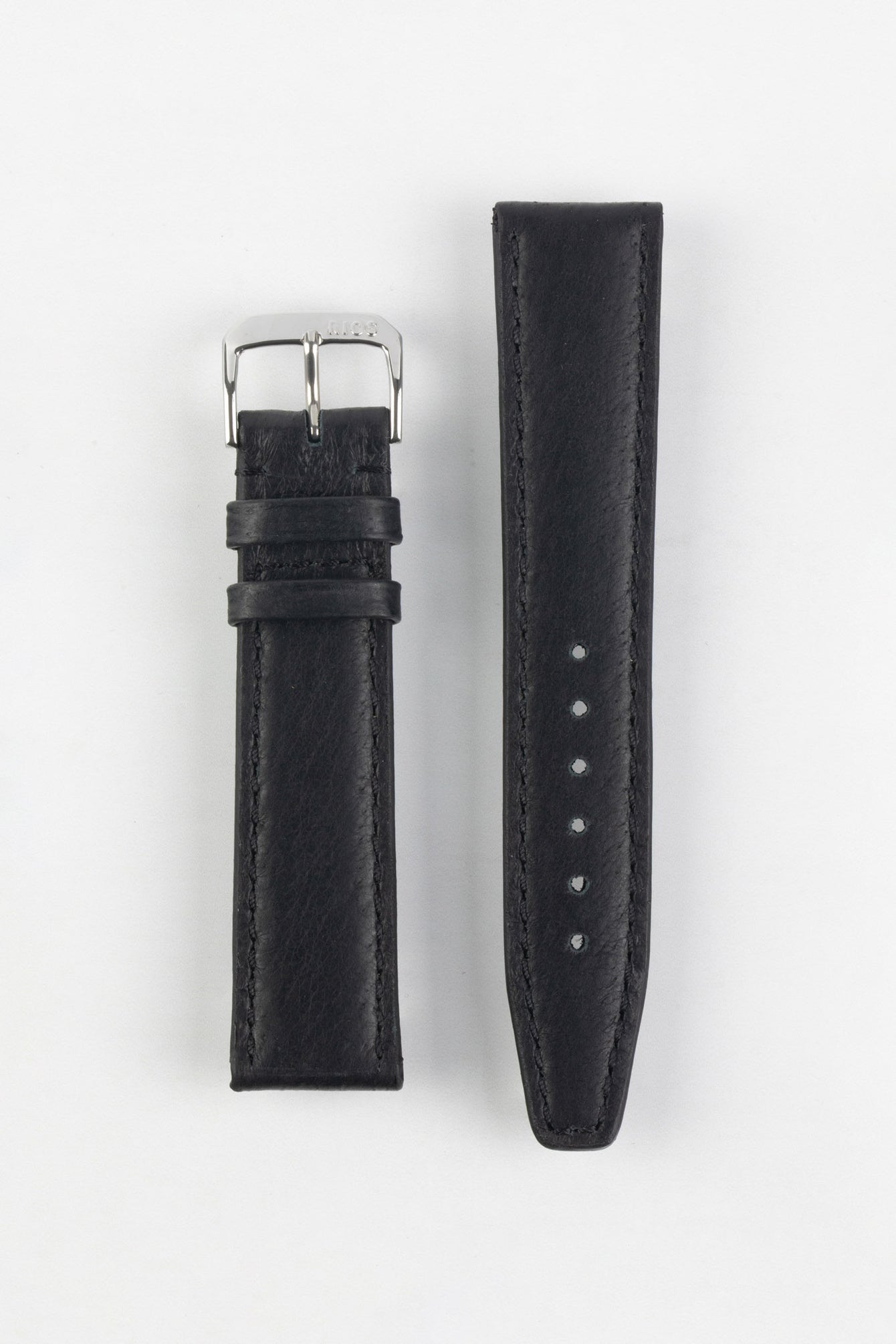 RIOS1931 TOBACCO Genuine Pigskin Leather Watch Strap in BLACK