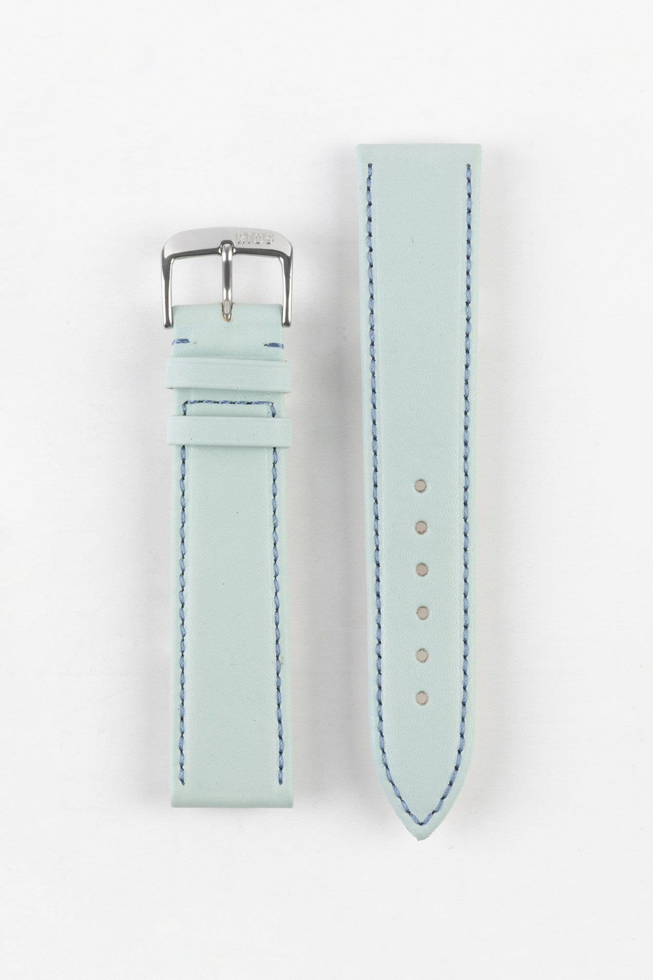 RIOS1931 TOSCANA Square-Padded Calfskin Leather Watch Strap in ICE BLUE