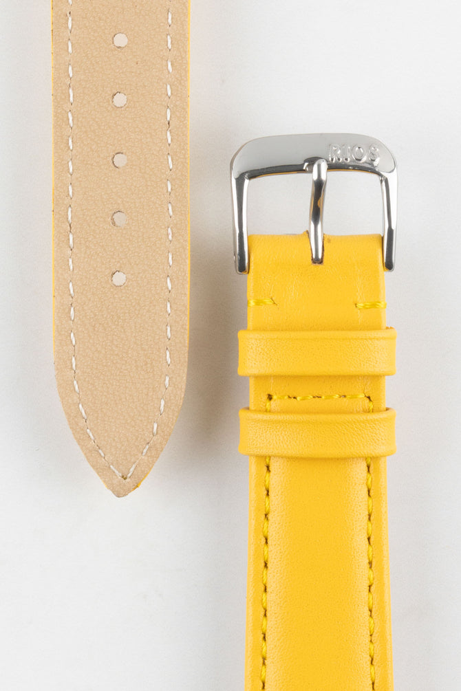 RIOS1931 TOSCANA Square-Padded Calfskin Leather Watch Strap in YELLOW