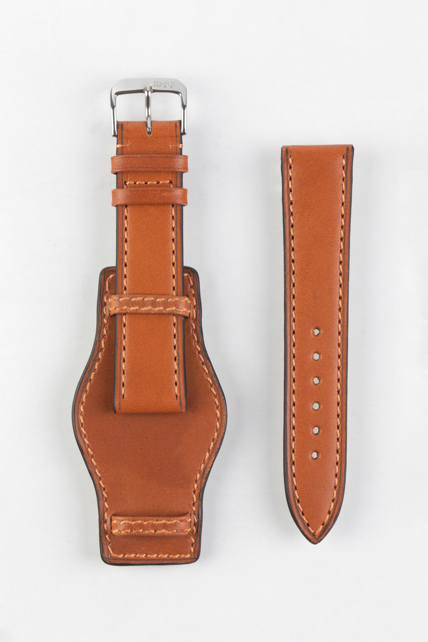 RIOS1931 TULA Genuine Russia Leather Bund Watch Strap in COGNAC – Watch ...