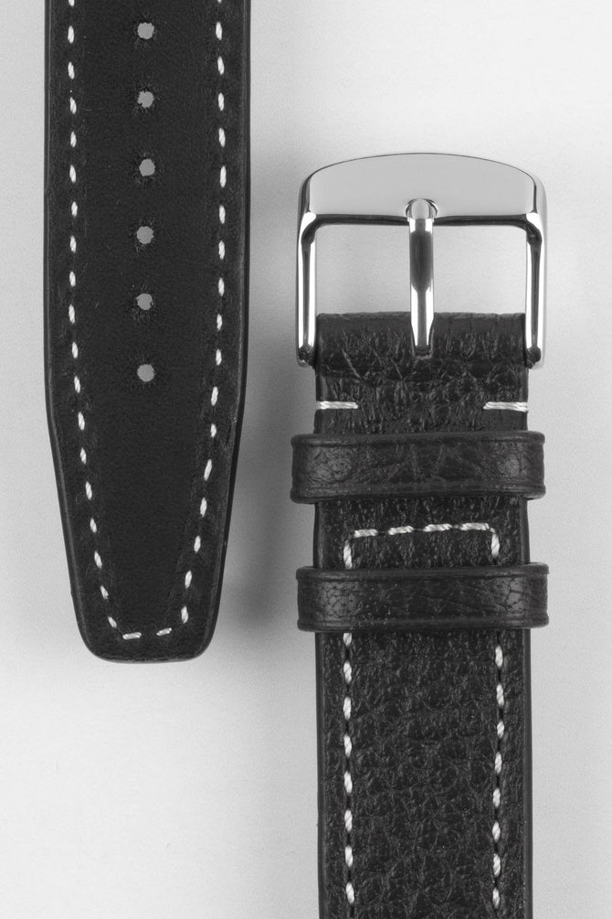 RIOS1931 TYPHOON Genuine Buffalo Leather Watch Strap in Black