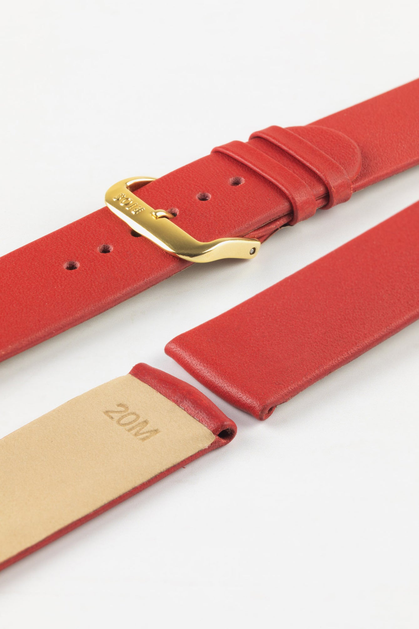 RIOS1931 CLASSIC Low-Profile Leather Watch Strap in RED