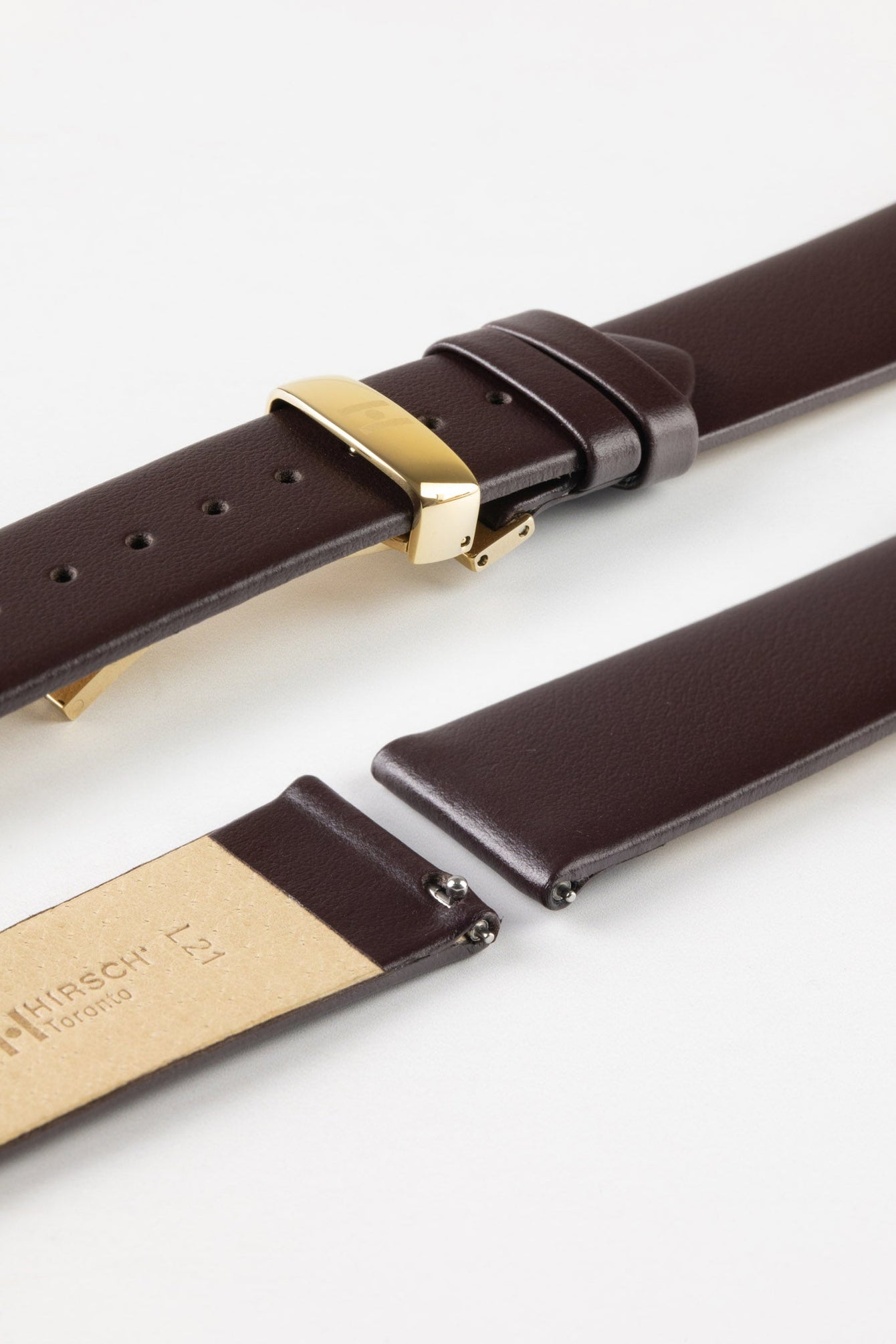 Hirsch TORONTO Quick-Release Fine-Grained Leather Watch Strap in BROWN