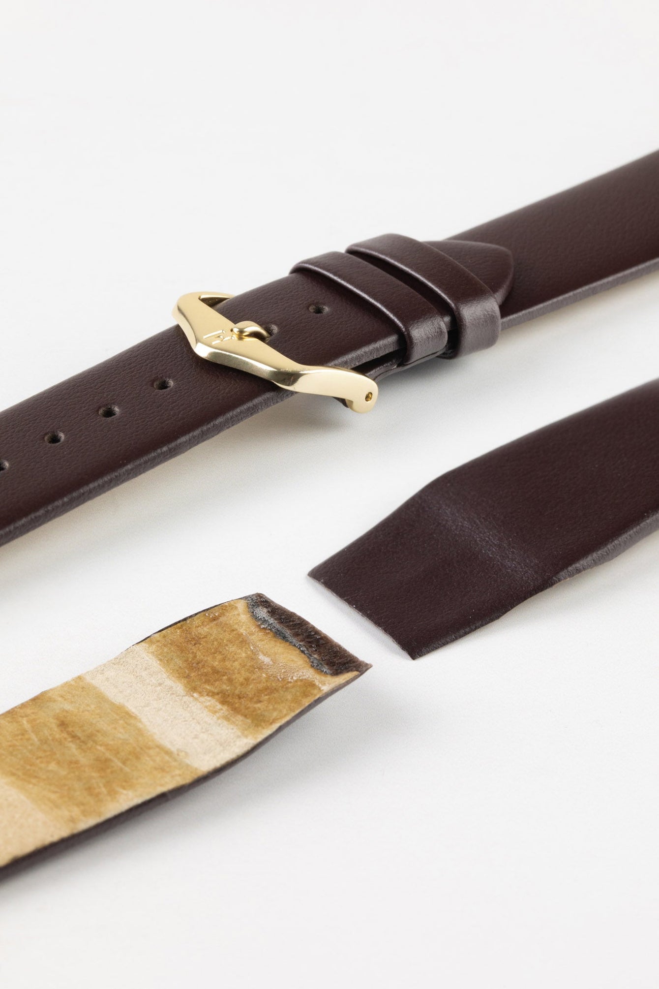 Hirsch TORONTO Fine-Grained Open-Ended Leather Watch Strap in BROWN