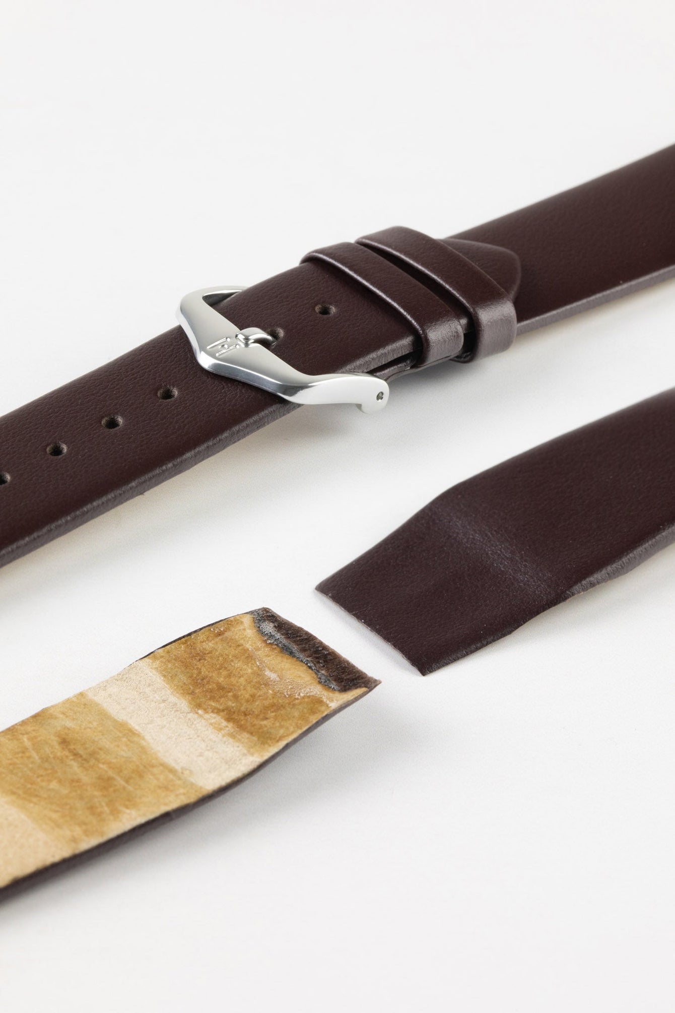 Hirsch TORONTO Fine-Grained Open-Ended Leather Watch Strap in BROWN