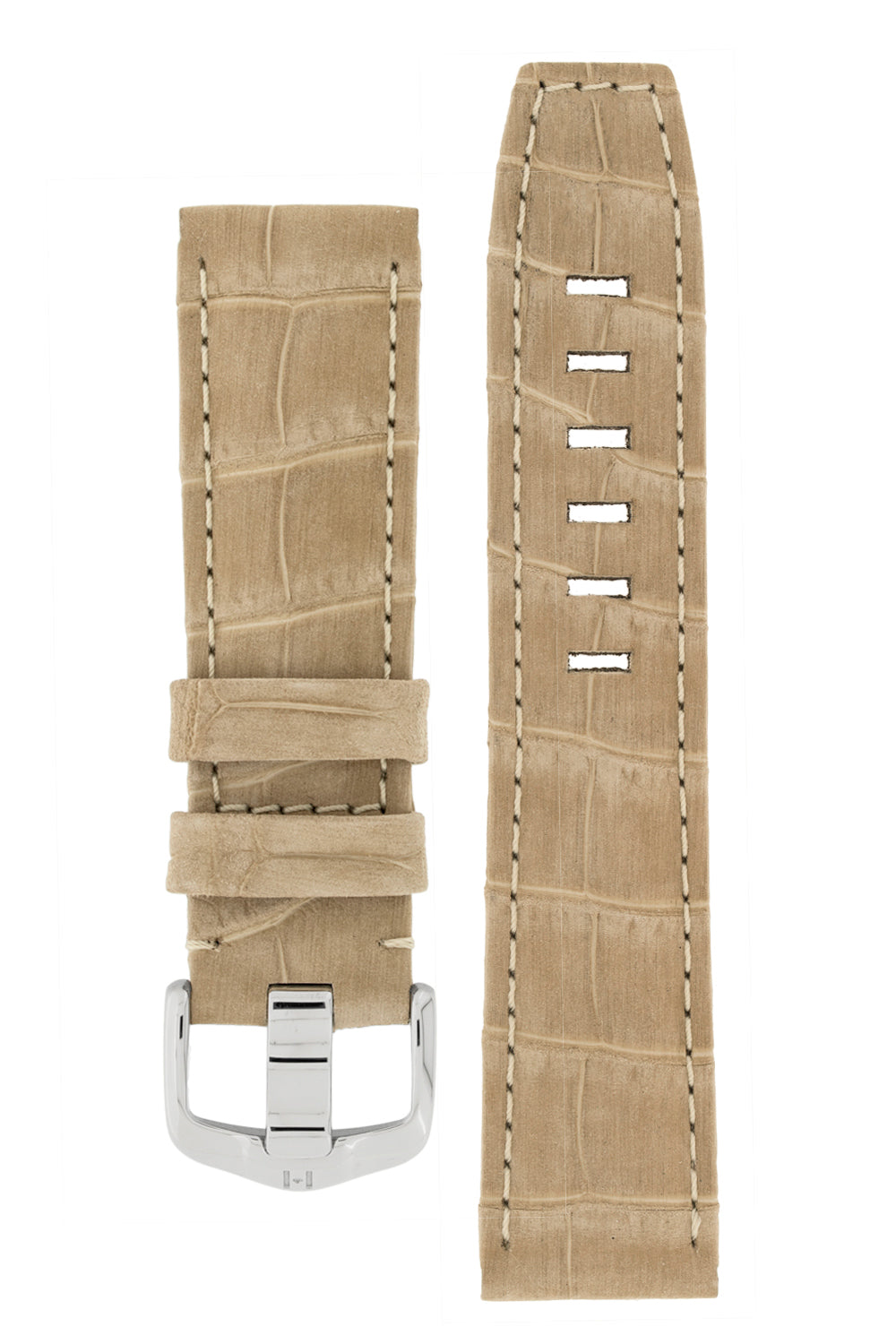 Hirsch Tritone | Beige & White Chunky Leather Watch Straps |HS