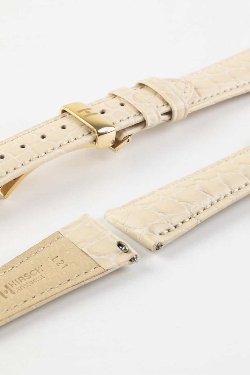 beige leather watch strap