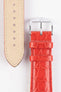 Hirsch CROCOGRAIN Crocodile Embossed Leather Watch Strap in RED