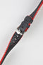 Hirsch AYRTON Carbon Embossed Performance Watch Strap in BLACK / RED