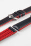 Hirsch AYRTON Carbon Embossed Performance Watch Strap in BLACK / RED