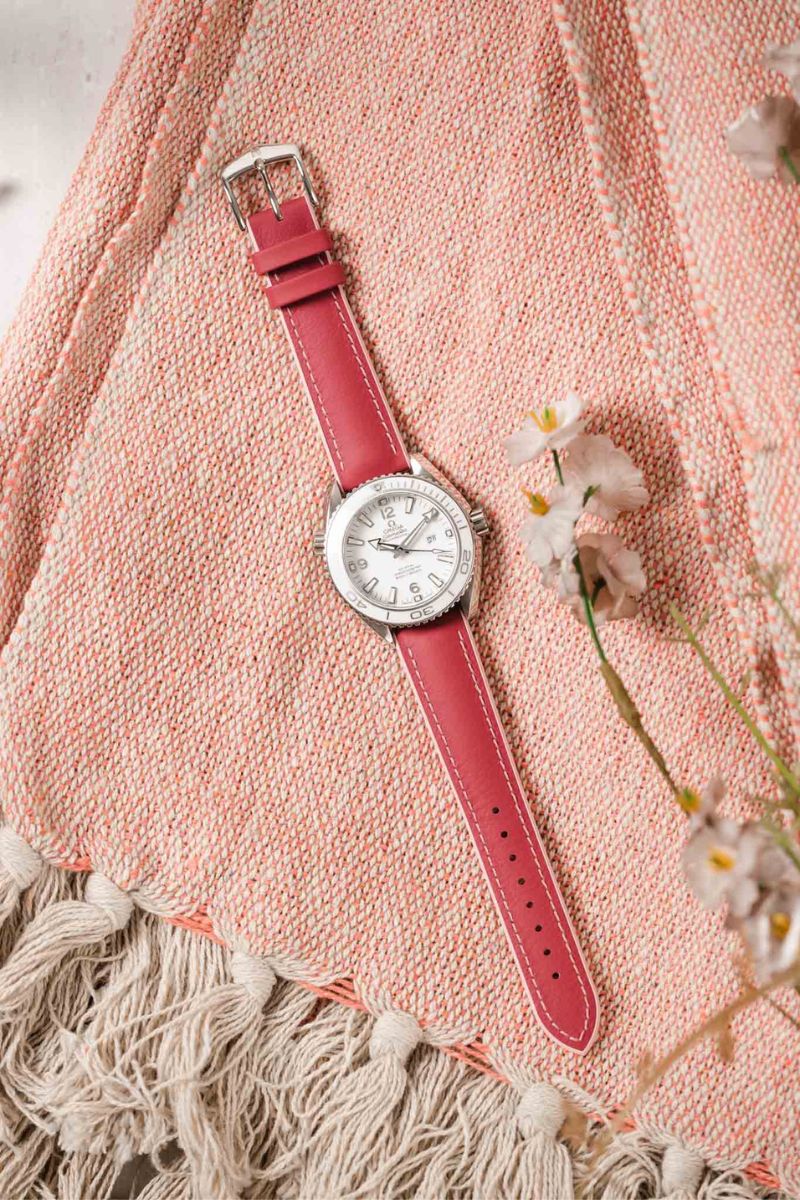 pink leather watch band 