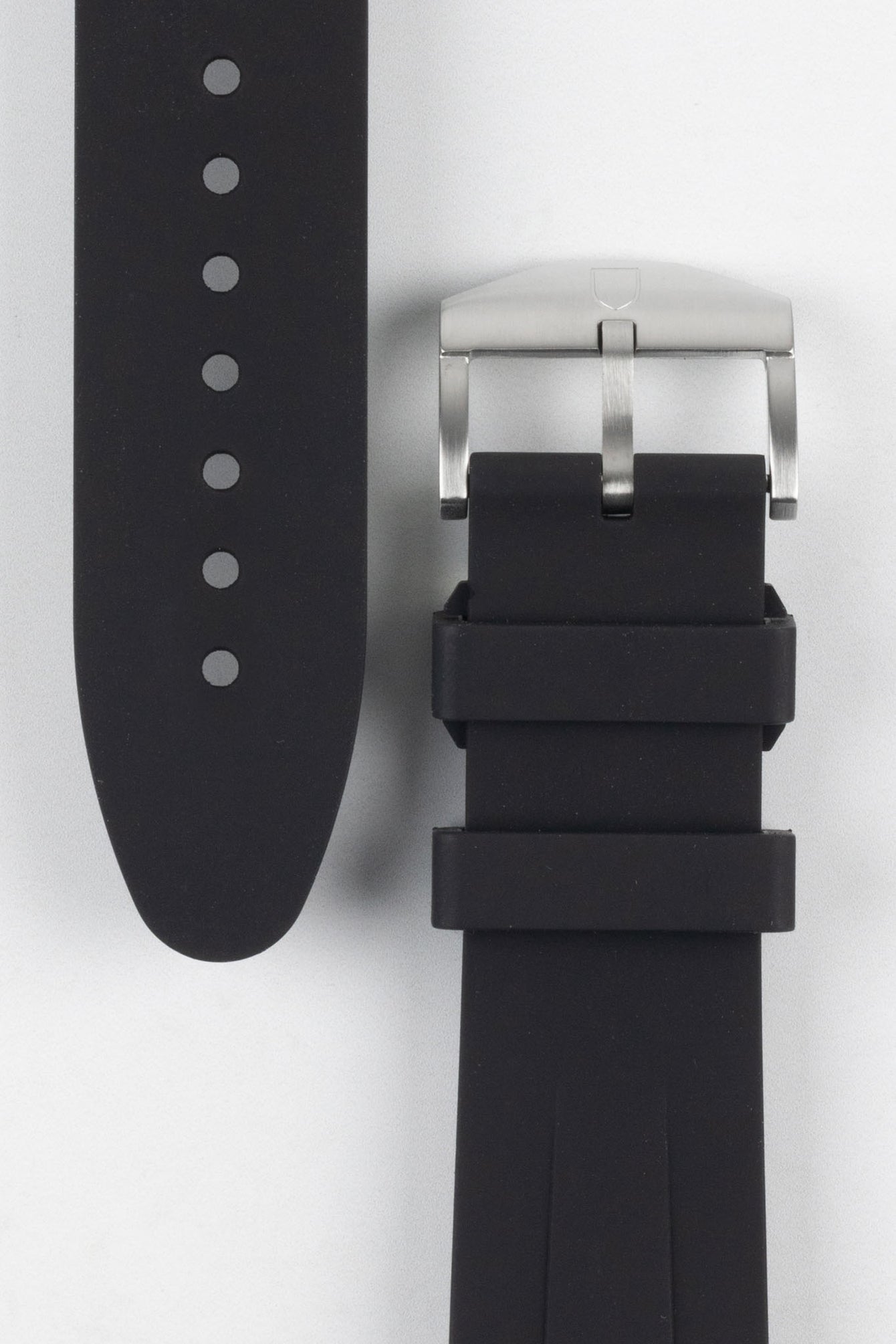 VANGUARD Curved-End Integrated Rubber Watch Strap for Omega Seamaster / Railmaster in BLACK