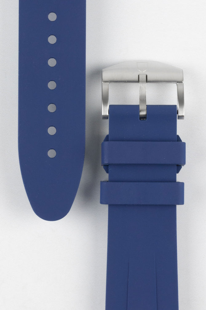 VANGUARD Curved-End Integrated Rubber Watch Strap for Rolex in BLUE