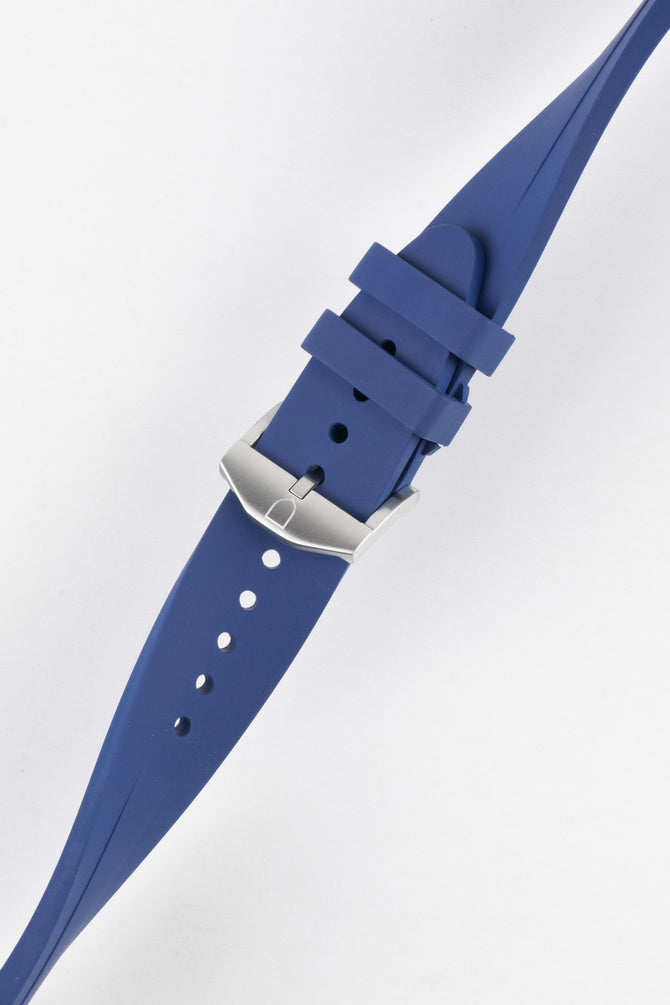 VANGUARD Curved-End Integrated Rubber Watch Strap for Rolex in BLUE