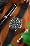 VANGUARD Curved-End Integrated Rubber Watch Strap for Rolex in BLACK