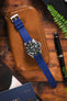 VANGUARD Curved-End Integrated Rubber Watch Strap for Rolex in BLUE