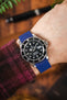 VANGUARD Curved-End Integrated Rubber Watch Strap for Rolex in BLUE