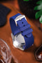 VANGUARD Curved-End Integrated Rubber Watch Strap for Rolex in BLUE