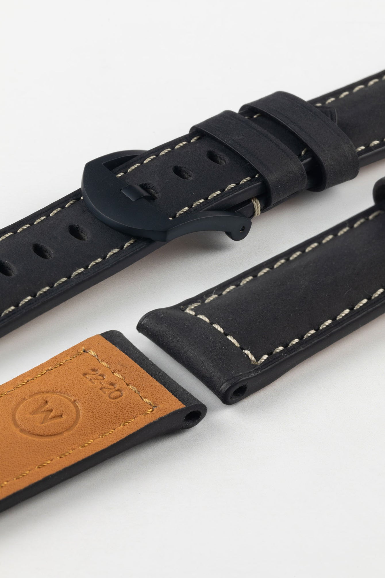 Padded Crazy Horse Watch Strap in BLACK