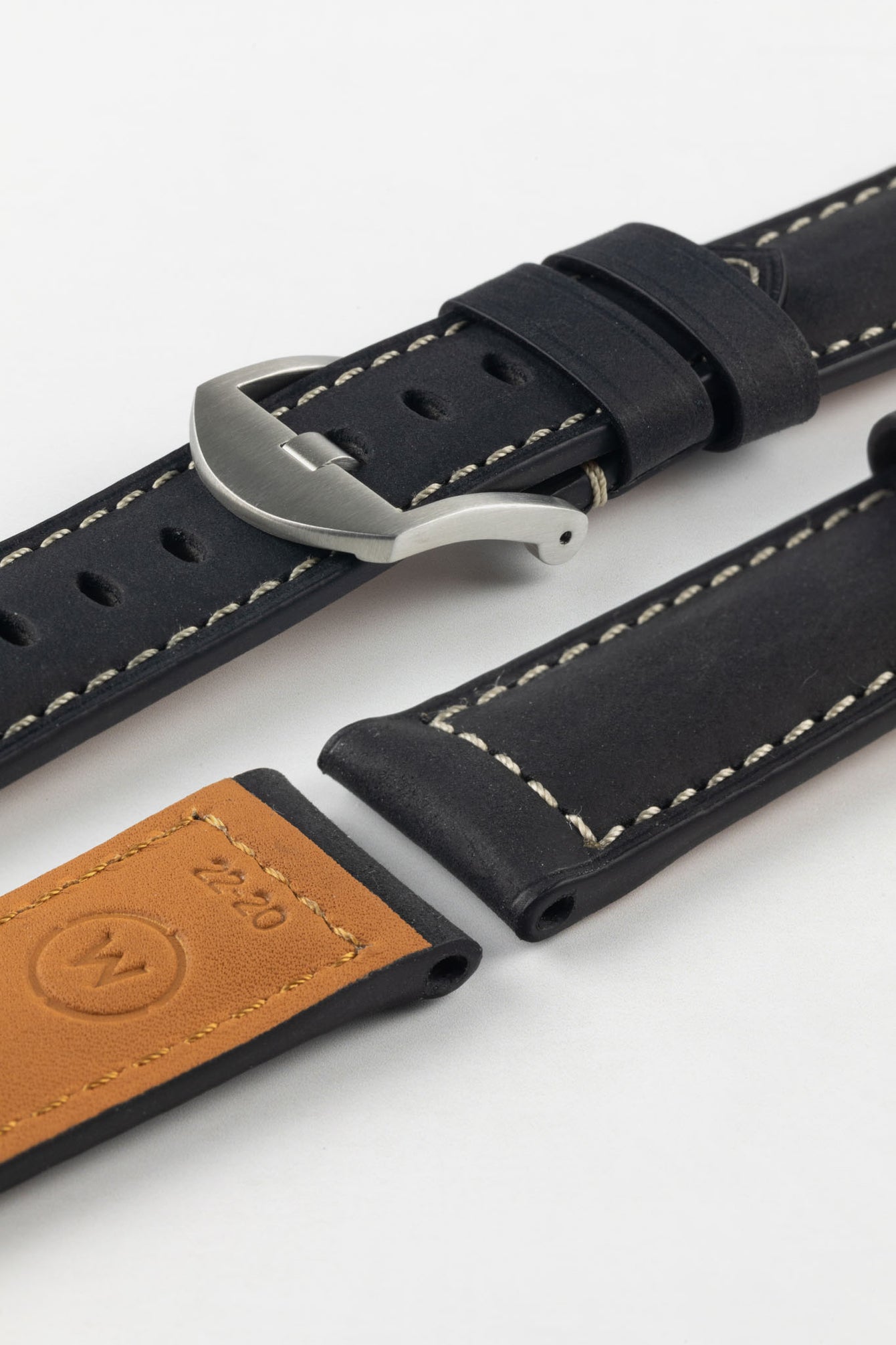 Padded Crazy Horse Watch Strap in BLACK