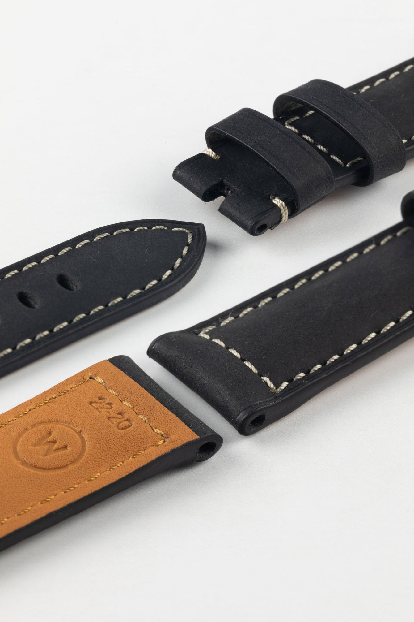 Padded Crazy Horse Watch Strap in BLACK